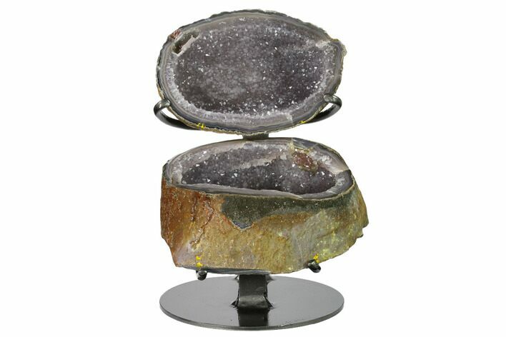 Light Purple Amethyst Jewelry Box Geode with Metal Stand #171888